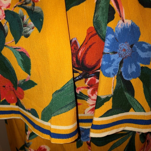 Yellow Floral Print JUMPSUIT Off-the-Shoulder NWT - Picture 3 of 9